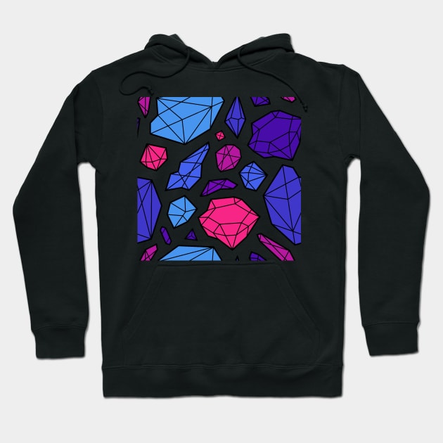 Rough Diamond Fashion Print Pink Blue White Mix Hoodie by Auto-Prints